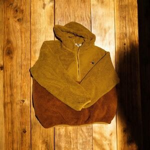 Aviator Nation Gold and Brown Teddy Bear Fleece Hoodie